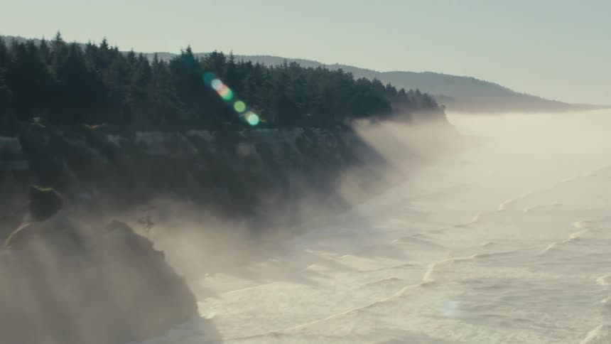 An aerial clip of a coastal line