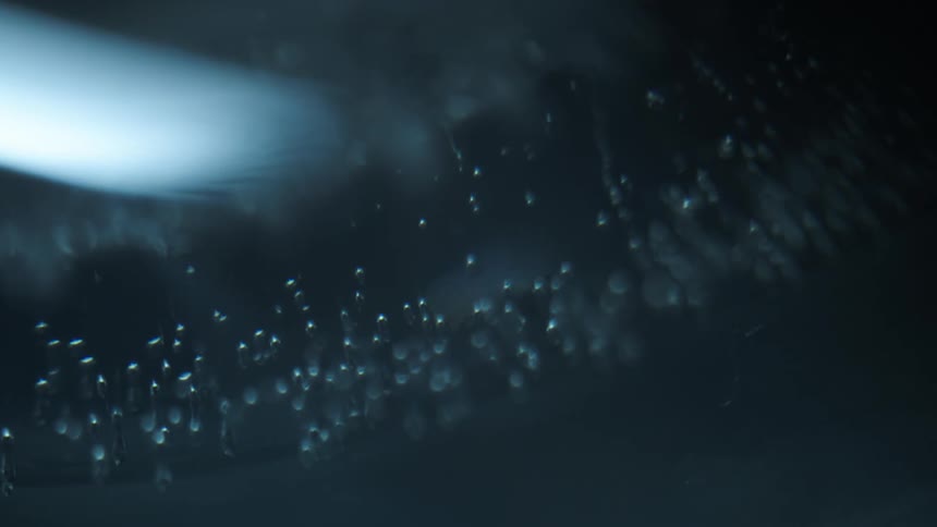 The ice is full of little frozen bubbles