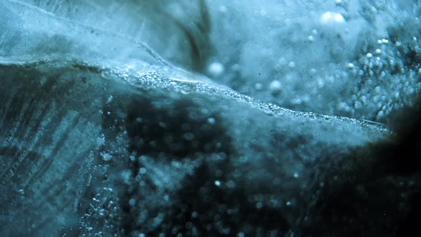 A clip of substance flowing through an iced liquid