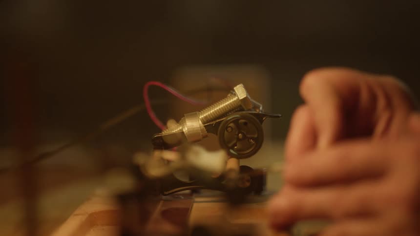 A person is using a small device