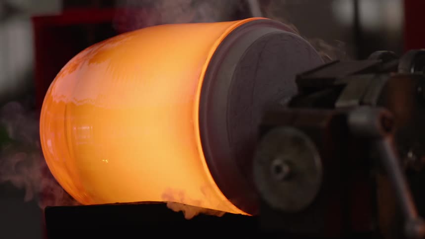 Machine condenses a glass into a liquid state with vapor emitted