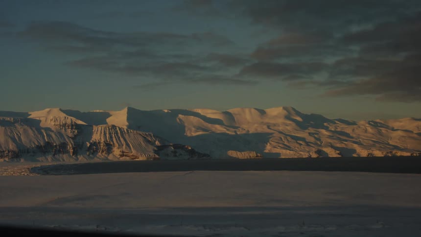 Landscape of a mountain valley covered in snow