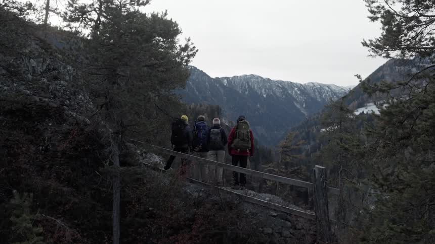 A footage of hikers in the mountains