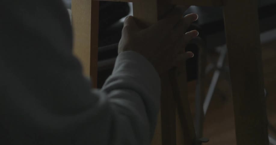 Woman sets up a easel