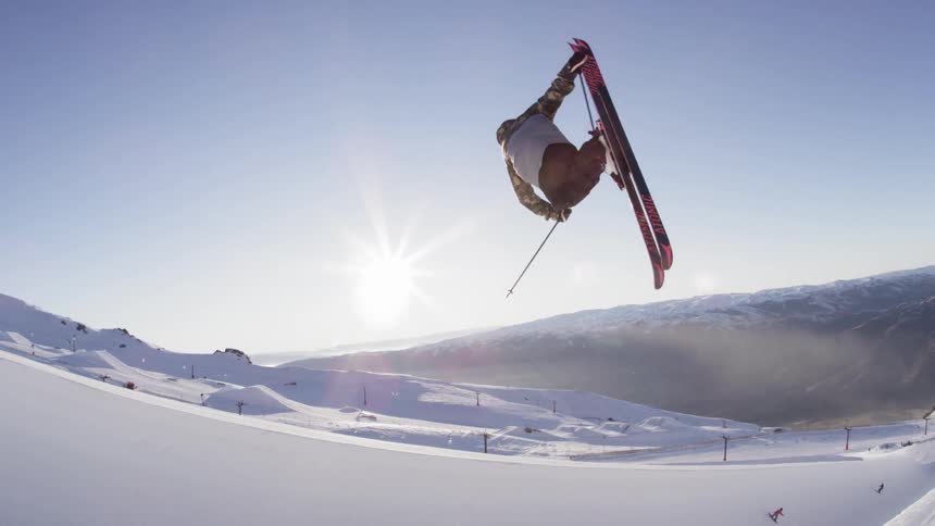 The person skis