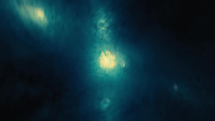 Abstract atmospheric visualization of a neural network with a beam of light of