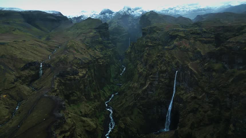 An aerial view of some mountains