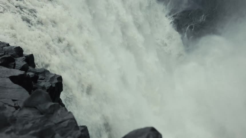 View of a waterfall with a strong drop