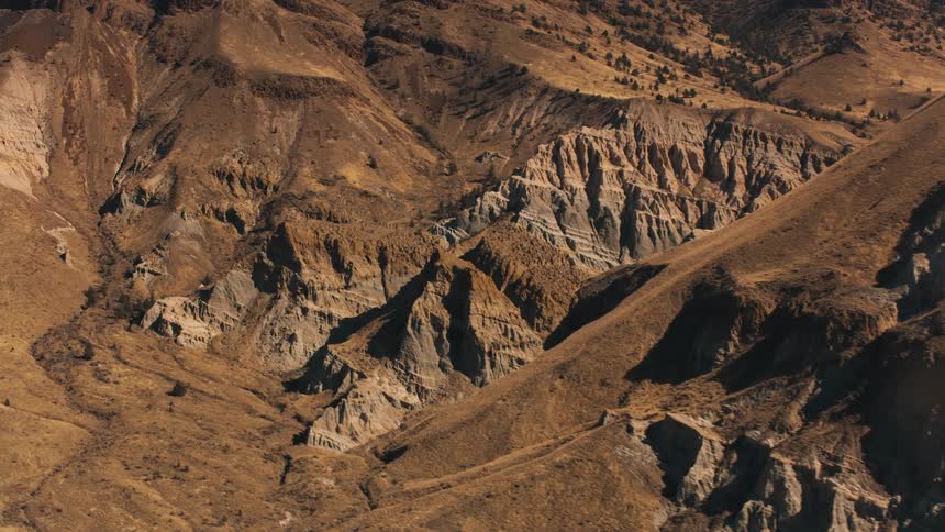 Aerial panorama of arid mountains