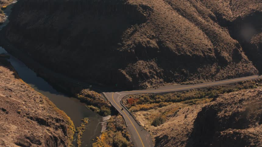 An aerial clip of a a mountainous area