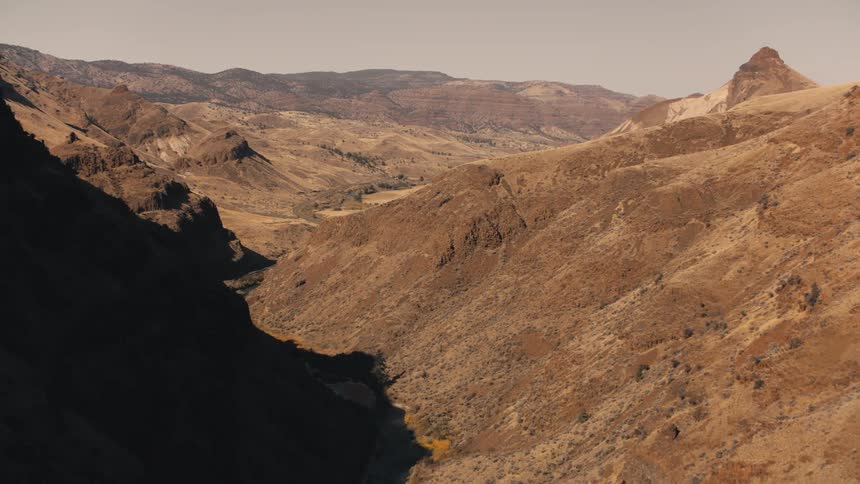 Aerial landscape of arid mountain ranges