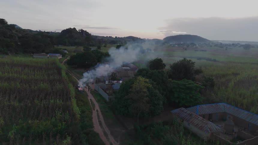 Aerial view of a rural community