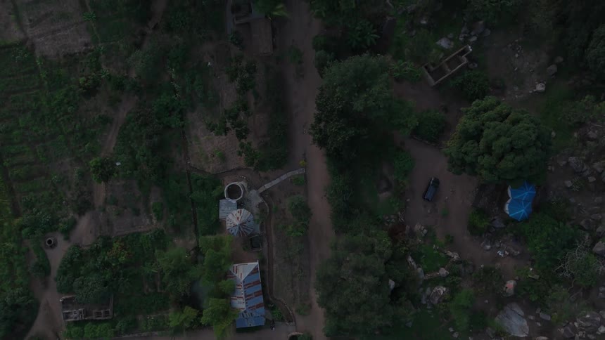 An aerial footage of a rural community