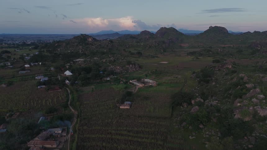 An aerial footage of a rural area