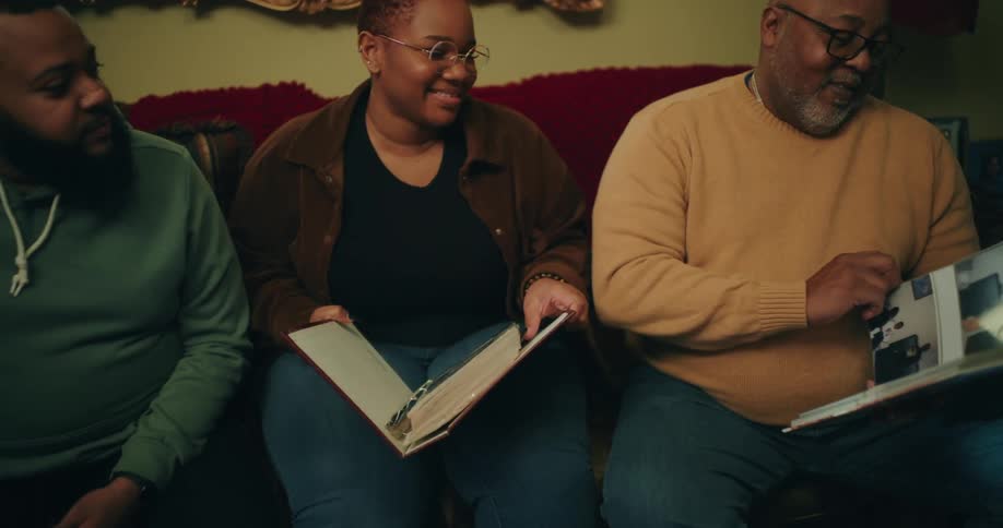 A footage of a man son and daughter having a conversation