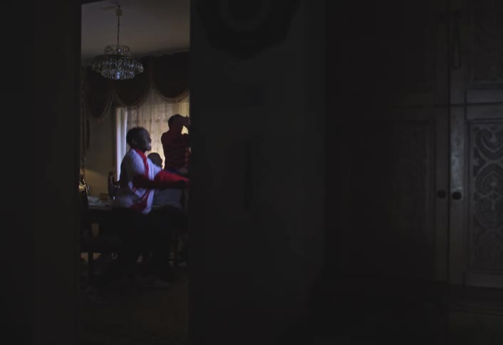 Friends watching something together celebrate