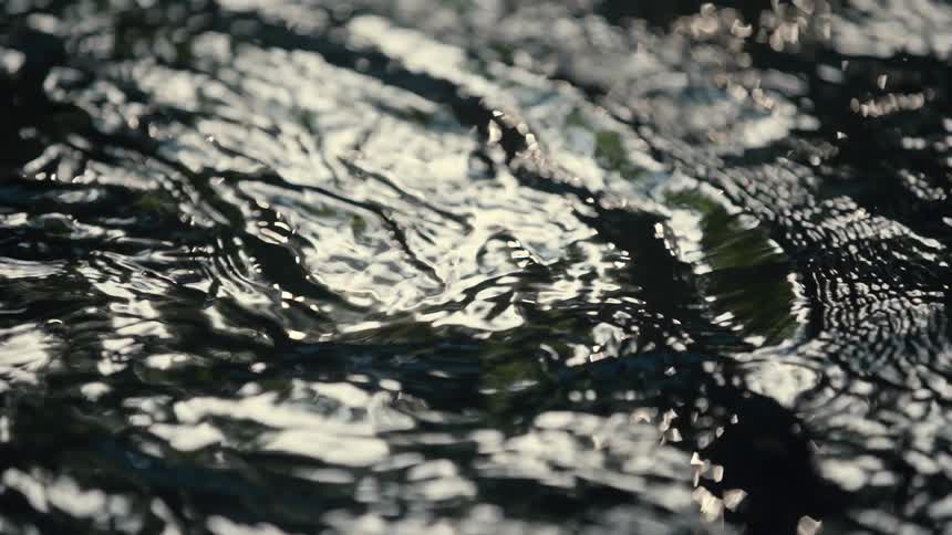 Close up of water rippling and swirling