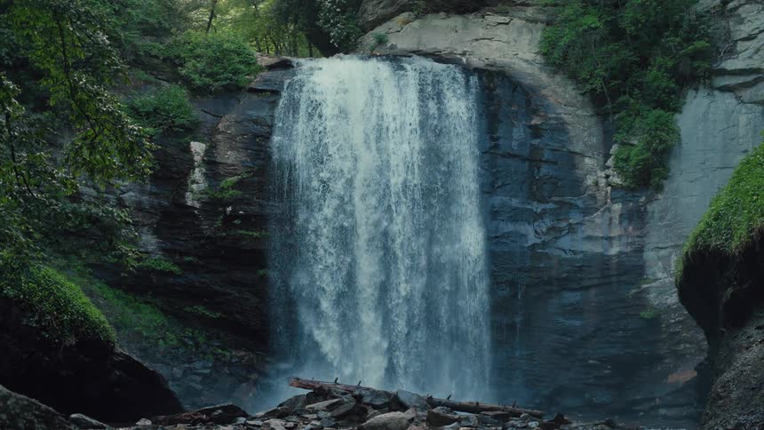 Landscape of a large waterfall in free fall