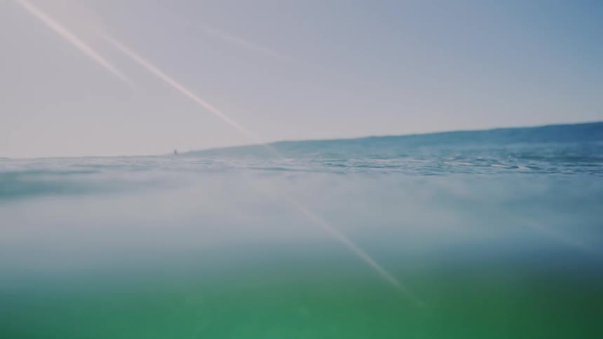 Underwater view of a greenish ocean