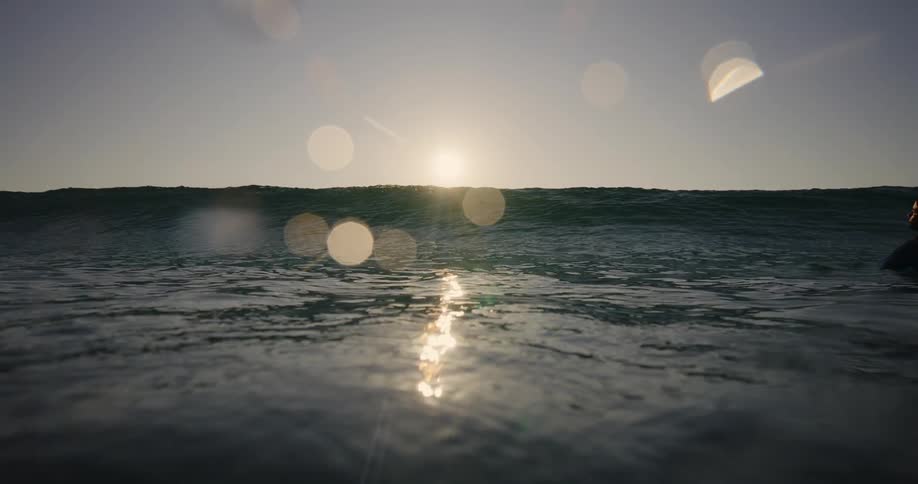 View from inside the ocean of a wave forming