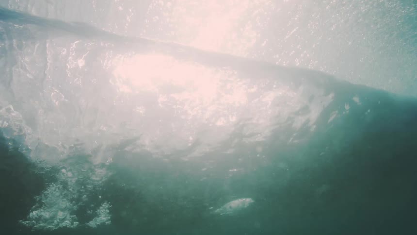 Underwater view of a breaking wave