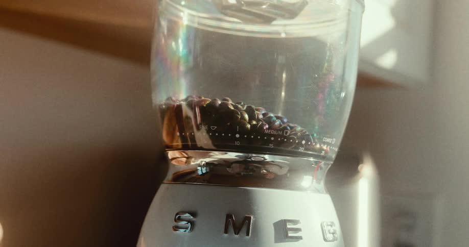 Coffee beans inside a blender