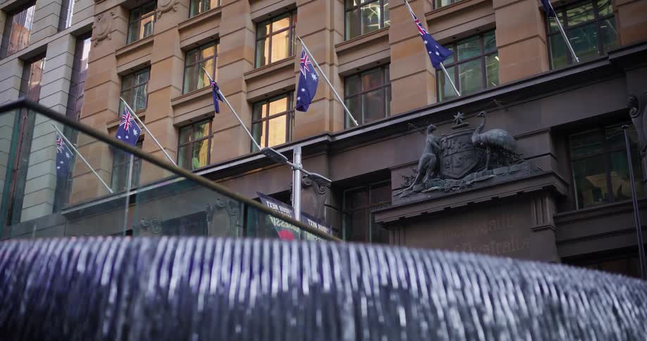 A fountain outside of a building