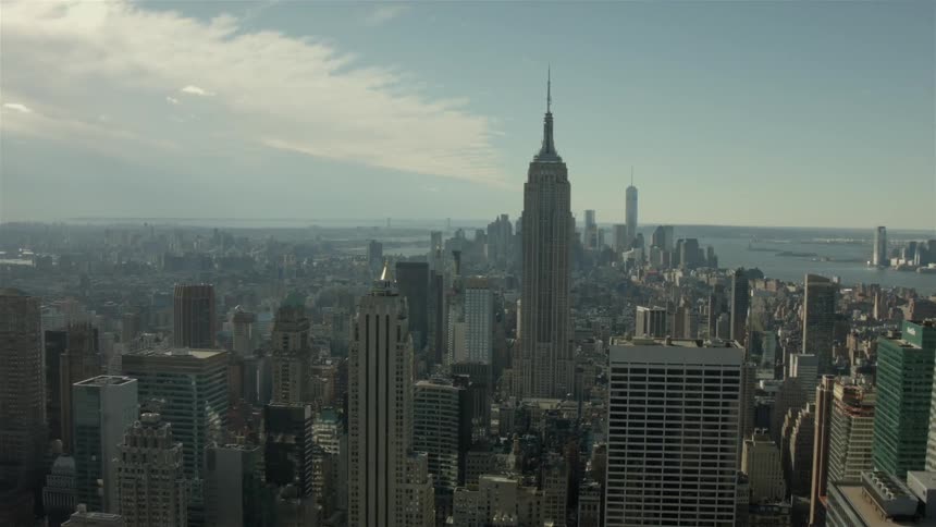 A view of a large city from above at near the roof level