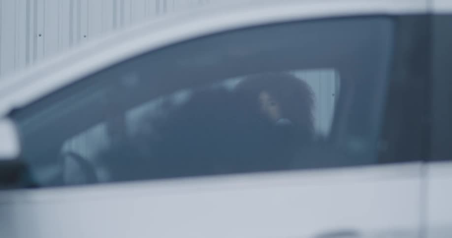 A woman records a person going crazy in his car