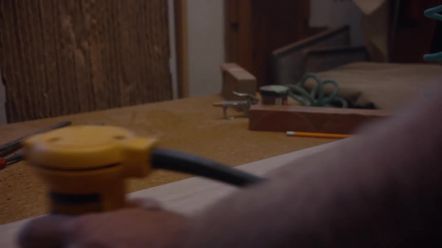 A footage of a carpenter working