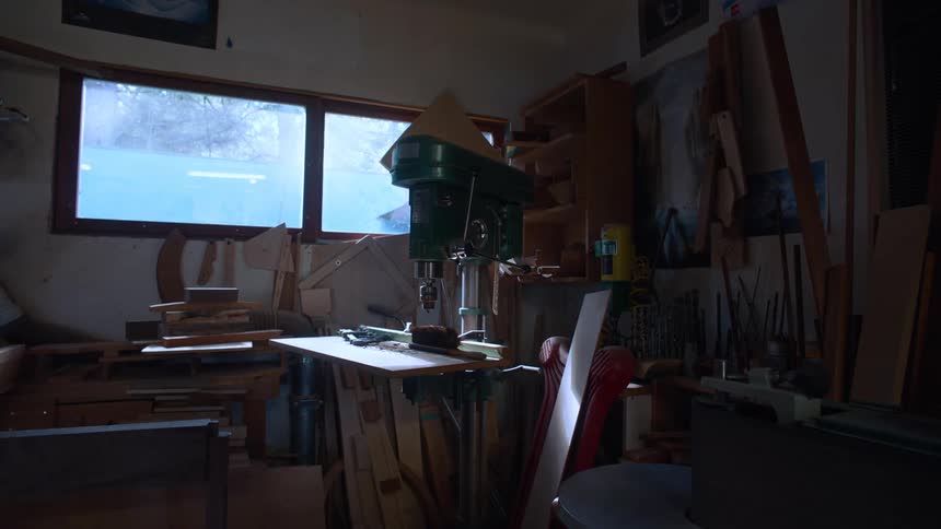 Carpentry workshop with parts and equipment