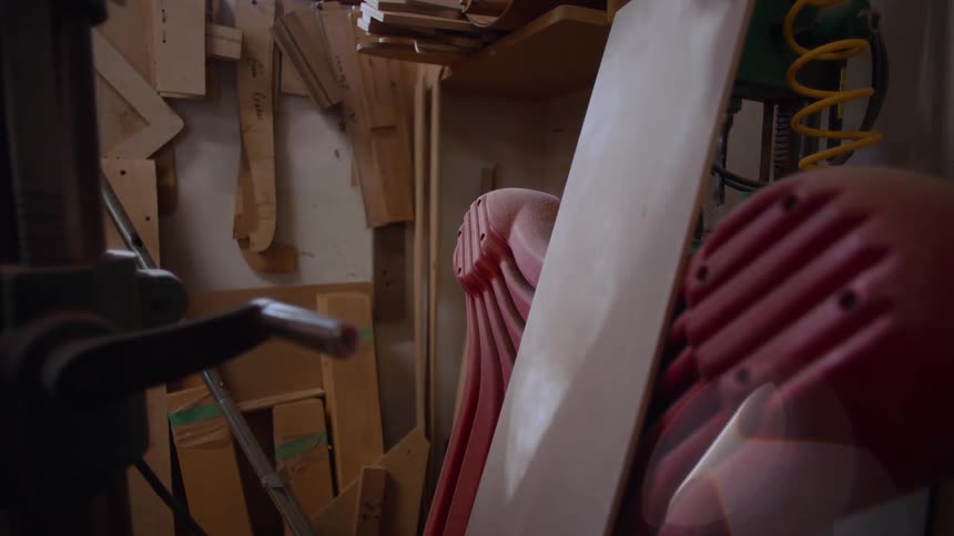 The room is full of lumber