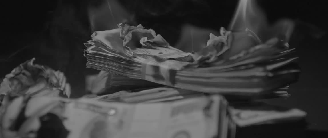 Stacks of money are burning
