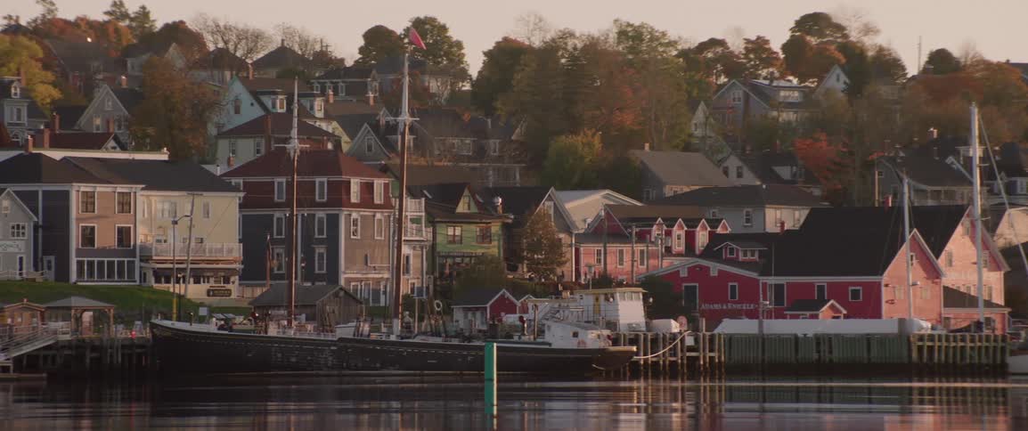 Residential fishing village on the edge of a bay