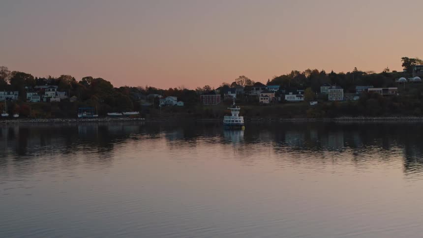 A boat is docked in a harbor