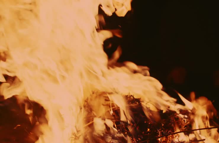 A night clip of a burning fire