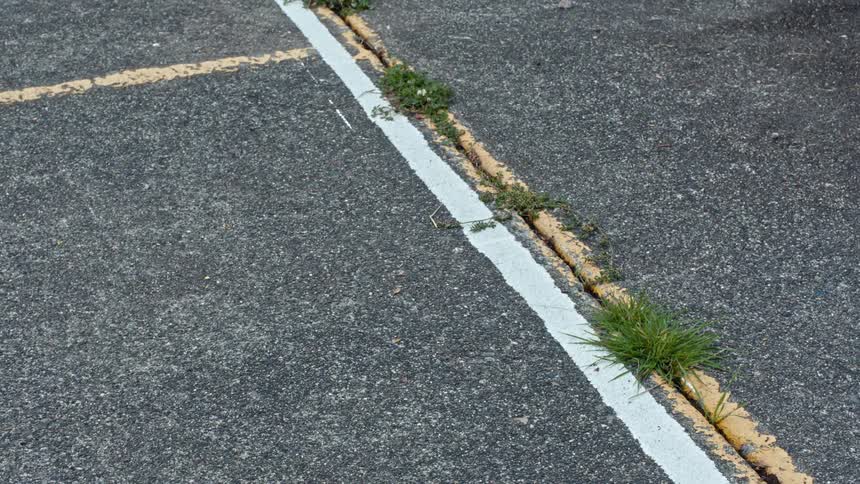 Lines are painted in the parking lot