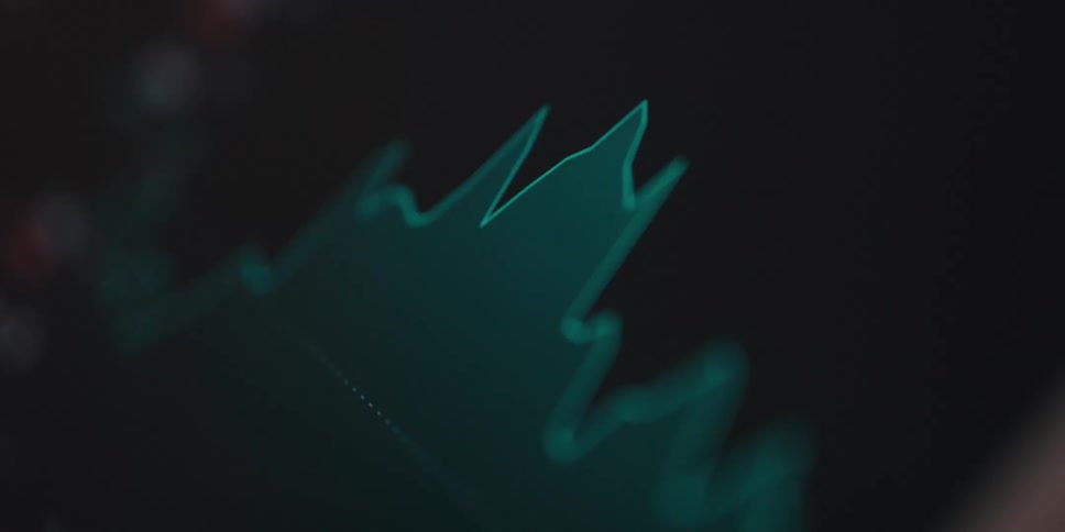 A red and green line graph depicting a sharp decline is prominently displayed on a dark background suggesting a financial downturn and loss