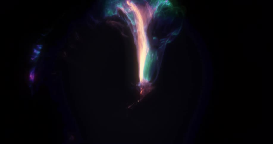 Abstract lights moving in a completely dark environment in an expansive way