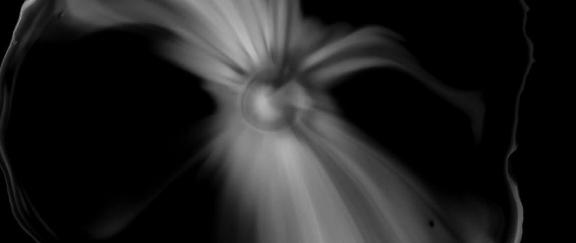 Drop touching an abstract black and white liquid
