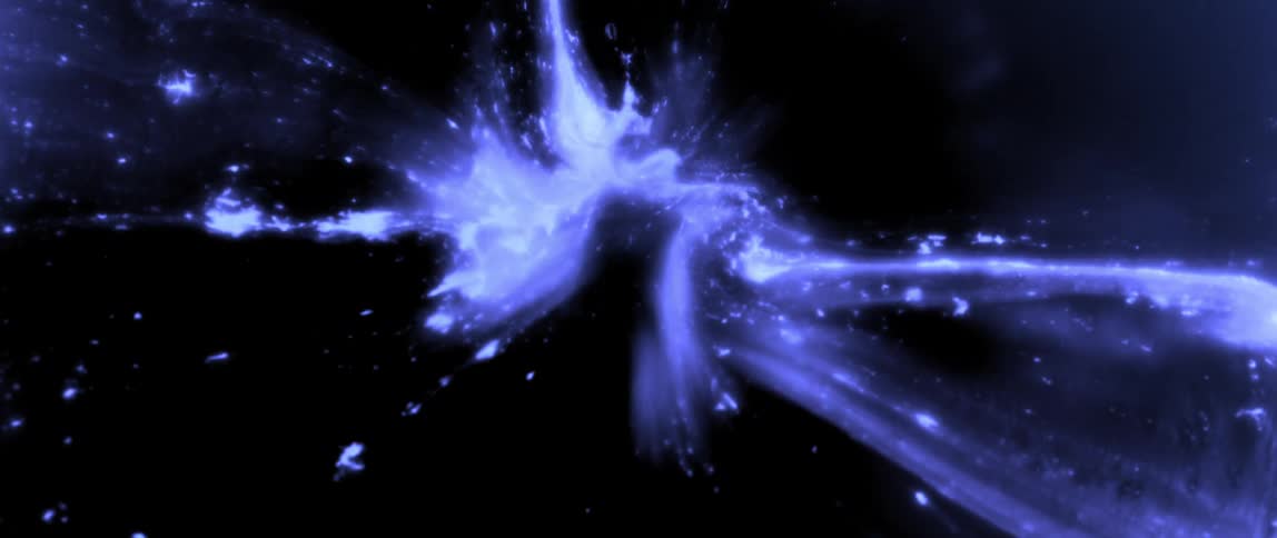 Purple color texture dissipating against an abstract black background
