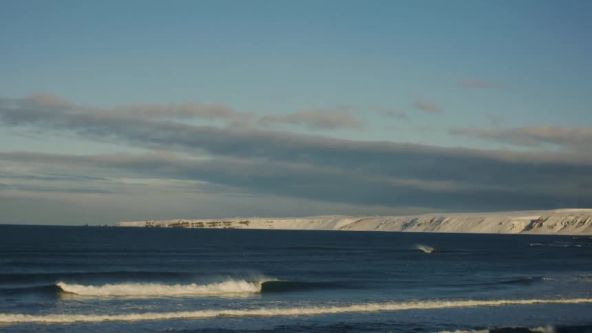 A footage of a sea shore during winter