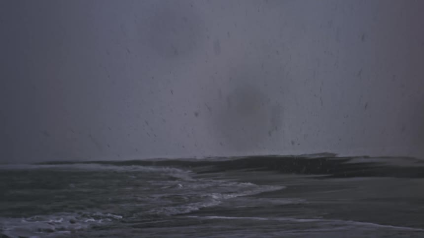 Intense snowstorm forms over rough ocean
