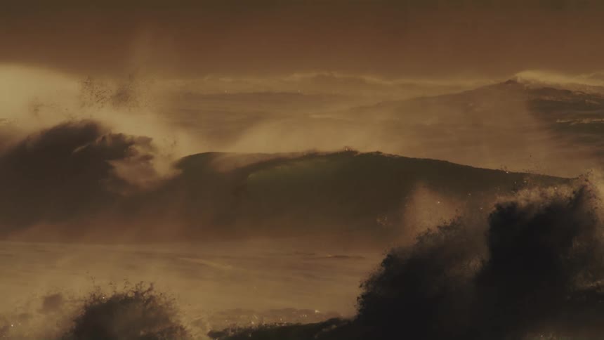 A footage of heavy sea waves