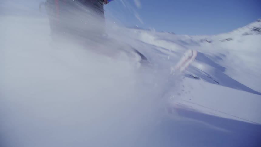 A footage of a person skiing