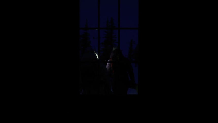 Woman closing door and walking next to another person through snow with ski equipment