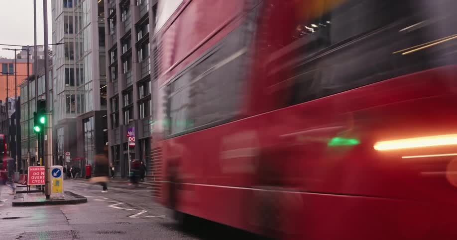 Street in a metropolis with vehicle and pedestrian traffic