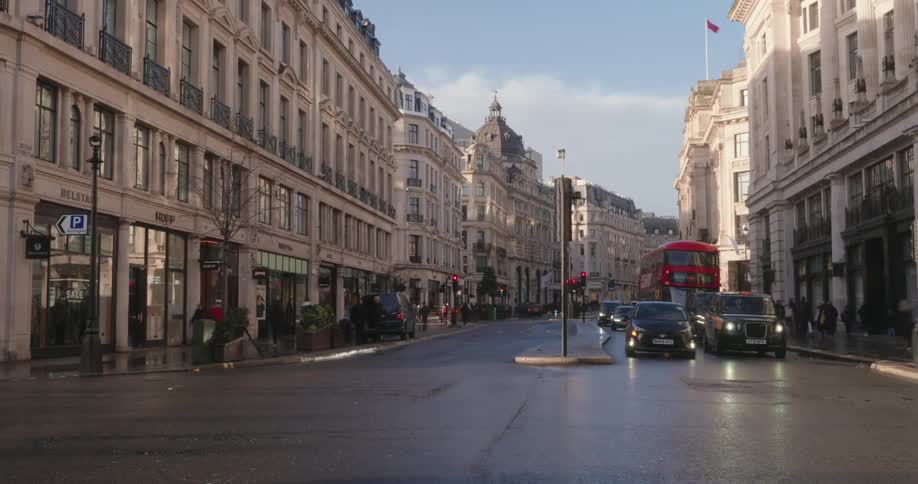 Time lapse of people and different types of vehicles driving through a city