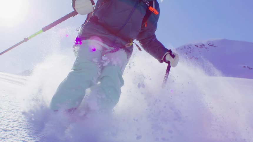 Woman skiing in the snow