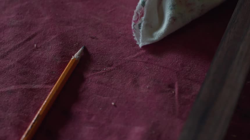 A clip of a pencil on the rug